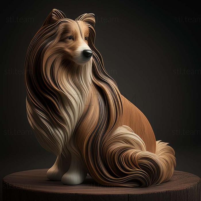 3D model Long  haired Collie dog (STL)